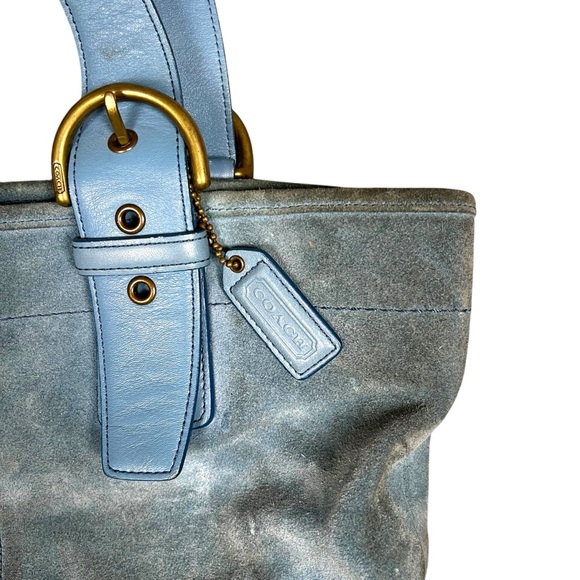 Vtg Y2K Light Blue Suede Leather Coach Purse Shoulder Bag Hobo K3S-9522 - Picture 2 of 6